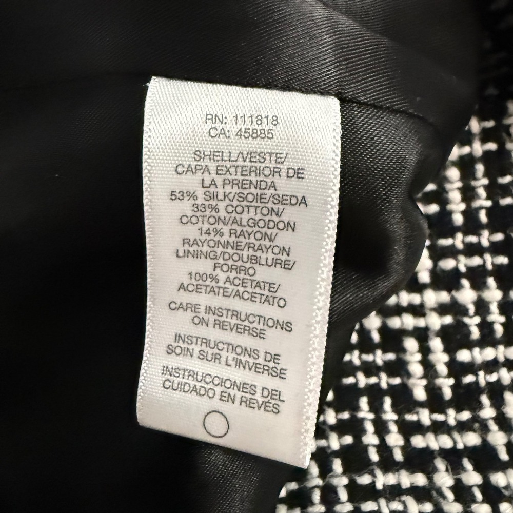 Michael Kors Black White Tweed Blazer Jacket Three Button Pocketed Size 6 - Picture 10 of 10